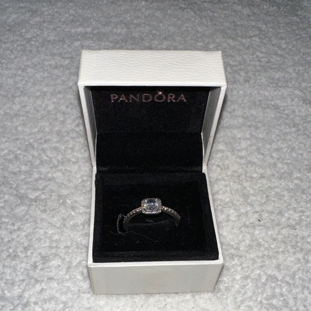 Pandora Silver Halo Square Ring